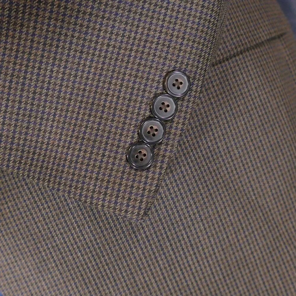 Chaps Sport Coat Blazer Mens 50R Brown Houndstooth Two Button